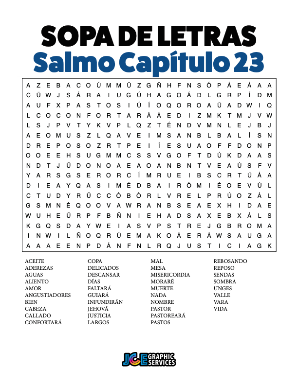 Sopa de Letras - Salmos Cápitulo 23