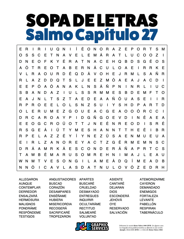 Sopa de Letras - Salmos Cápitulo 27