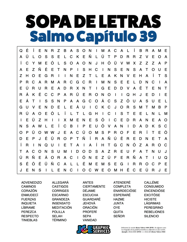 Sopa de Letras - Salmos Cápitulo 39