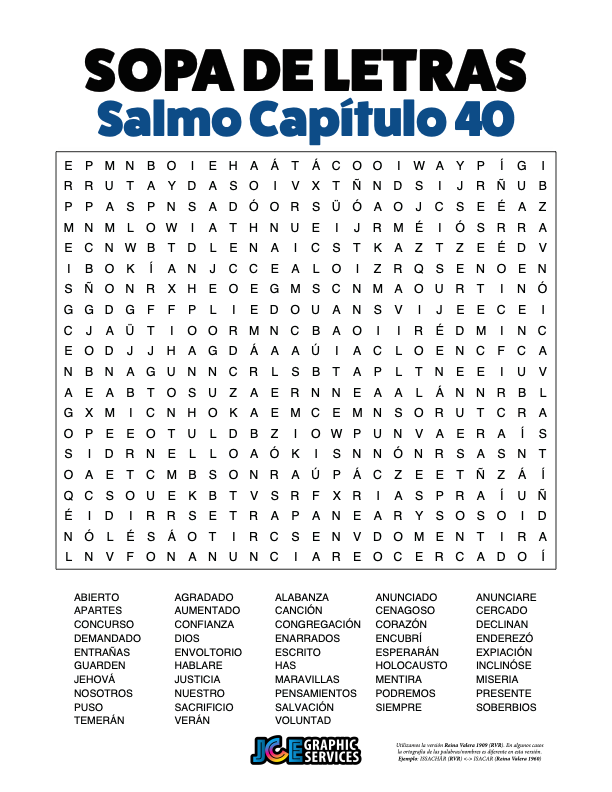Sopa de Letras - Salmos Cápitulo 40