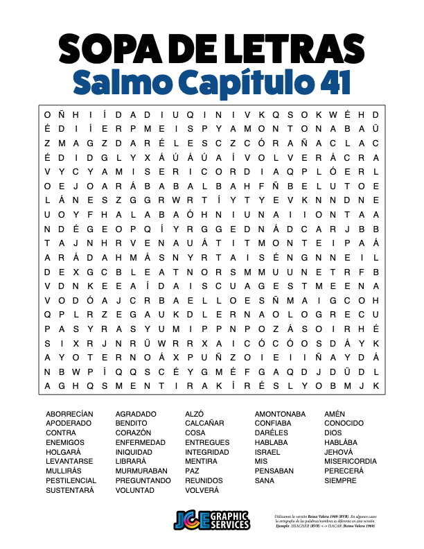 Sopa de Letras - Salmos Cápitulo 41