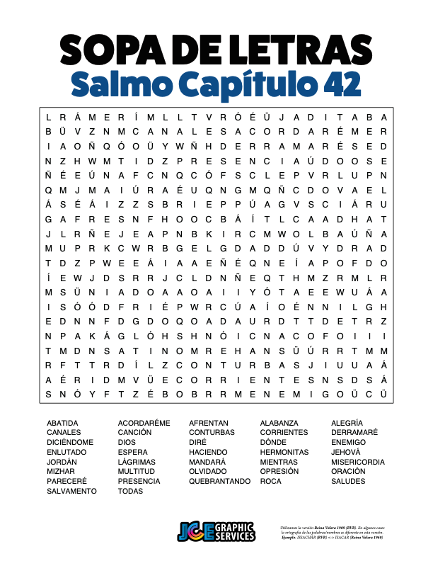 Sopa de Letras - Salmos Cápitulo 42