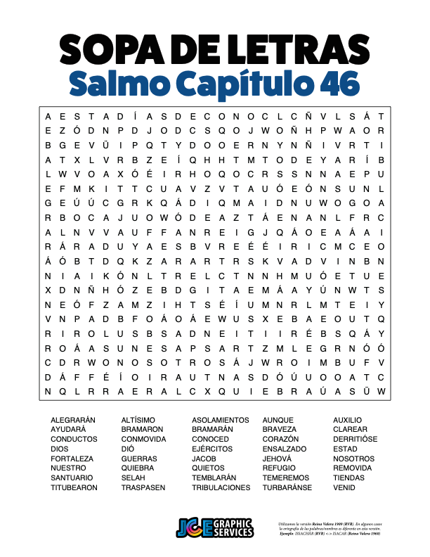 Sopa de Letras - Salmos Cápitulo 46