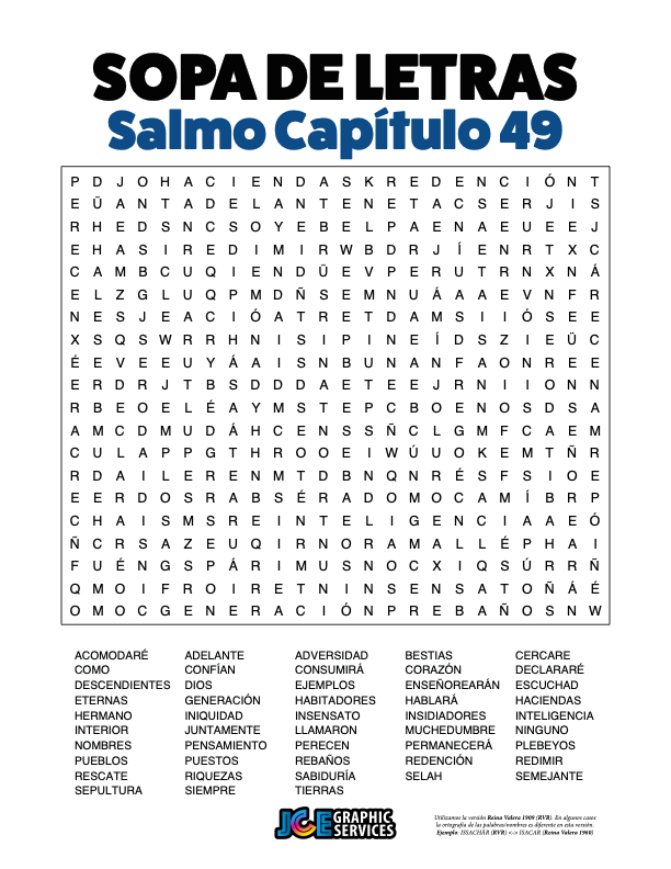 Sopa de Letras - Salmos Cápitulo 49