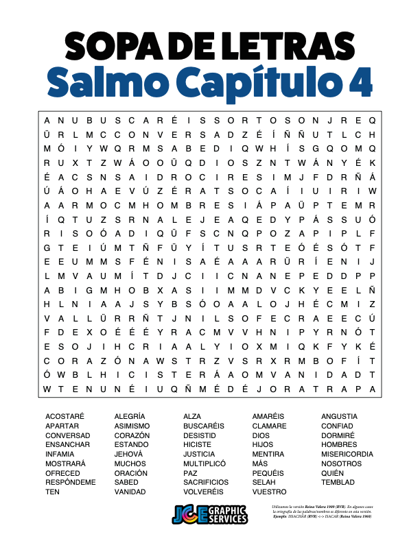 Sopa de Letras - Salmos Cápitulo 4