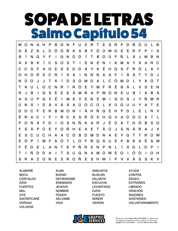 Sopa de Letras - Salmos Cápitulo 54