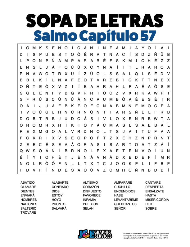 Sopa de Letras - Salmos Cápitulo 57