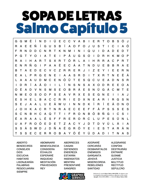 Sopa de Letras - Salmos Cápitulo 5