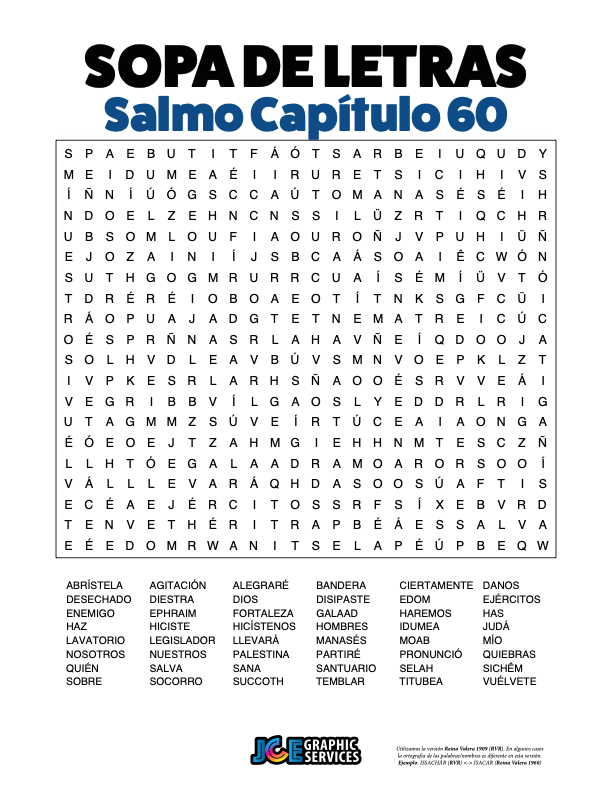 Sopa de Letras - Salmos Cápitulo 60