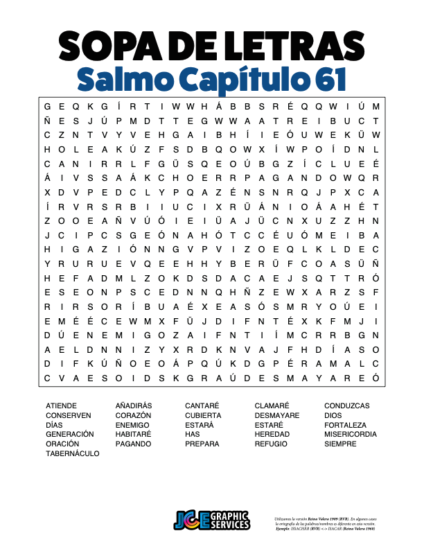 Sopa de Letras - Salmos Cápitulo 61