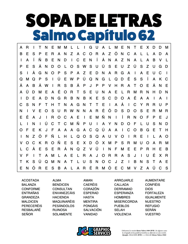Sopa de Letras - Salmos Cápitulo 62