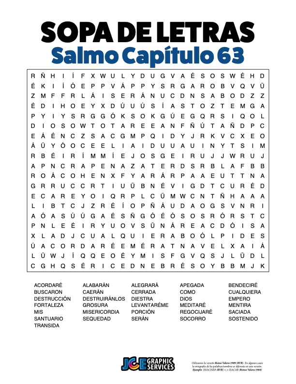 Sopa de Letras - Salmos Cápitulo 63