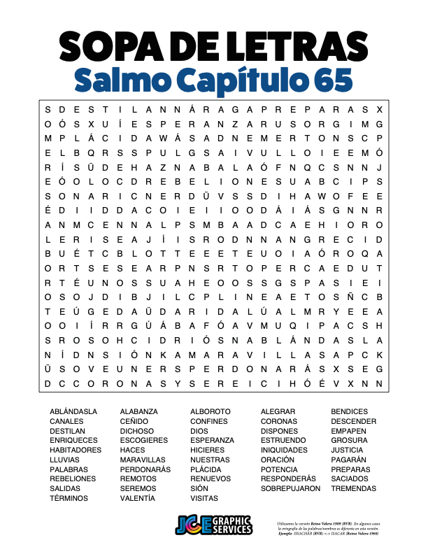 Sopa de Letras - Salmos Cápitulo 65