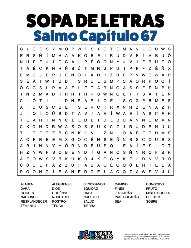 Sopa de Letras - Salmos Cápitulo 67