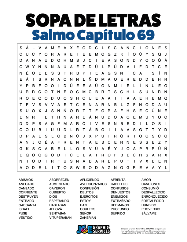 Sopa de Letras - Salmos Cápitulo 69