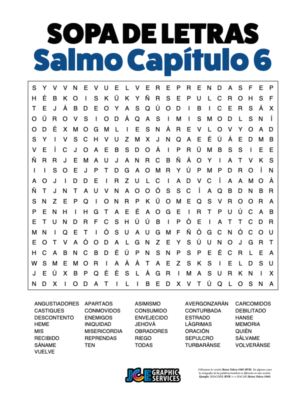 Sopa de Letras - Salmos Cápitulo 6