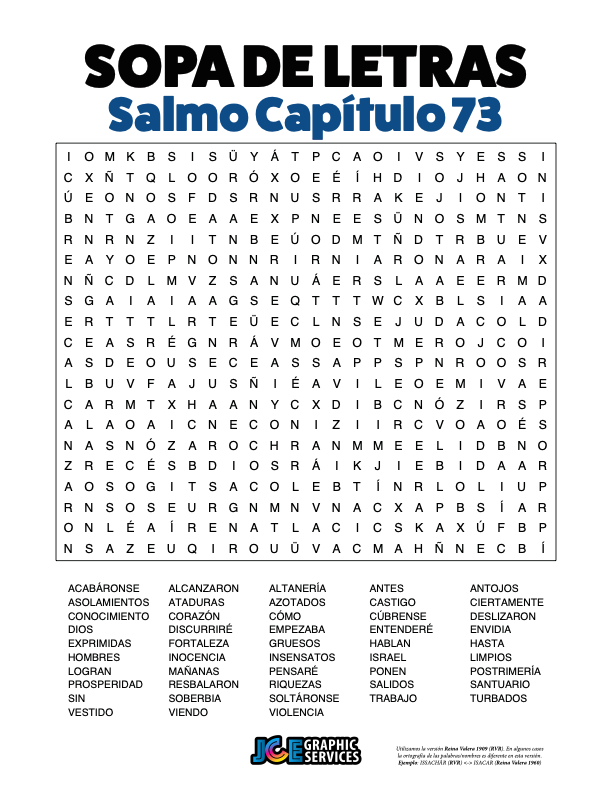 Sopa de Letras - Salmos Cápitulo 73