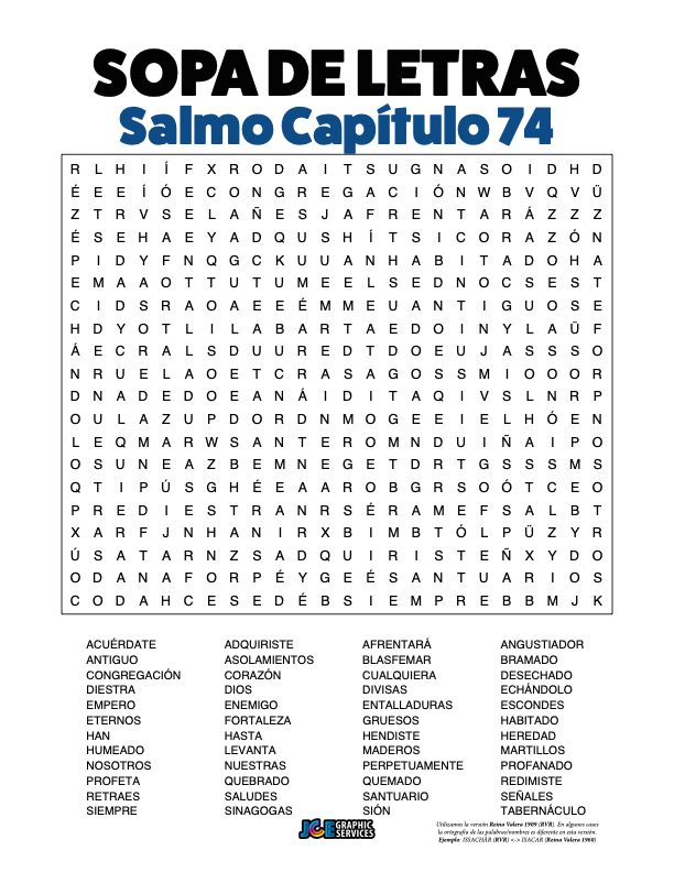 Sopa de Letras - Salmos Cápitulo 74