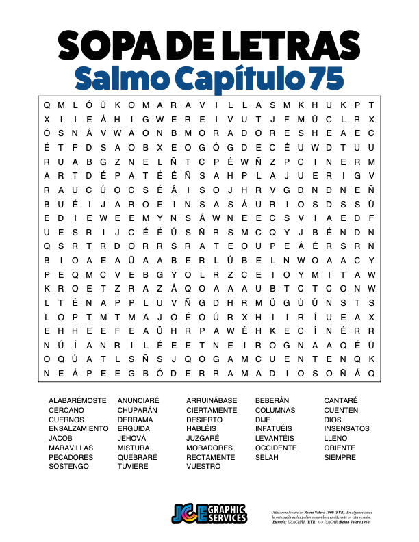 Sopa de Letras - Salmos Cápitulo 75