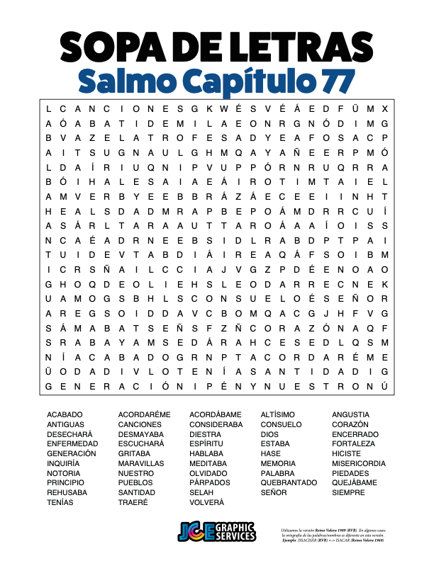 Sopa de Letras - Salmos Cápitulo 77