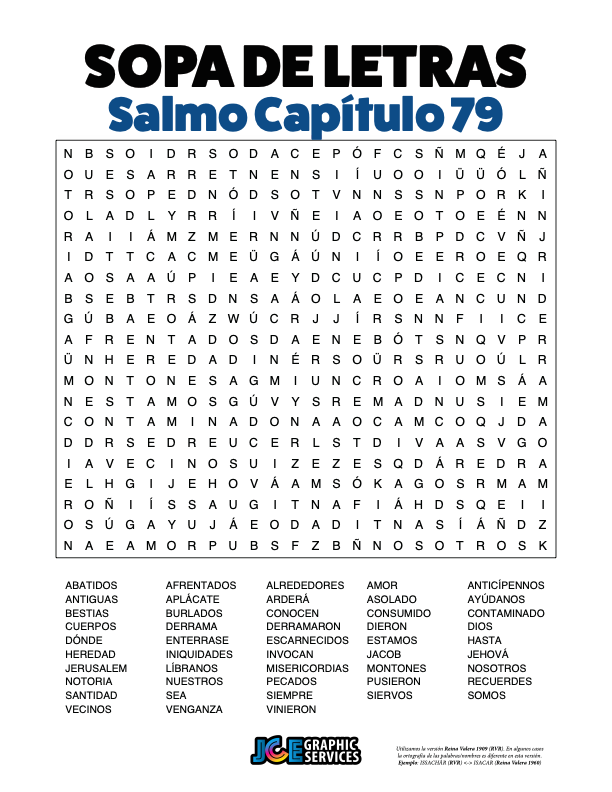 Sopa de Letras - Salmos Cápitulo 79