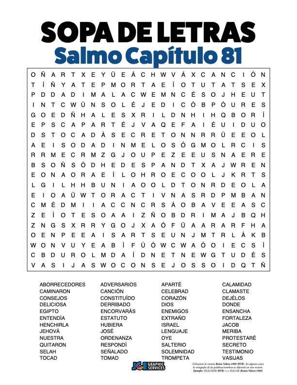 Sopa de Letras - Salmos Cápitulo 81