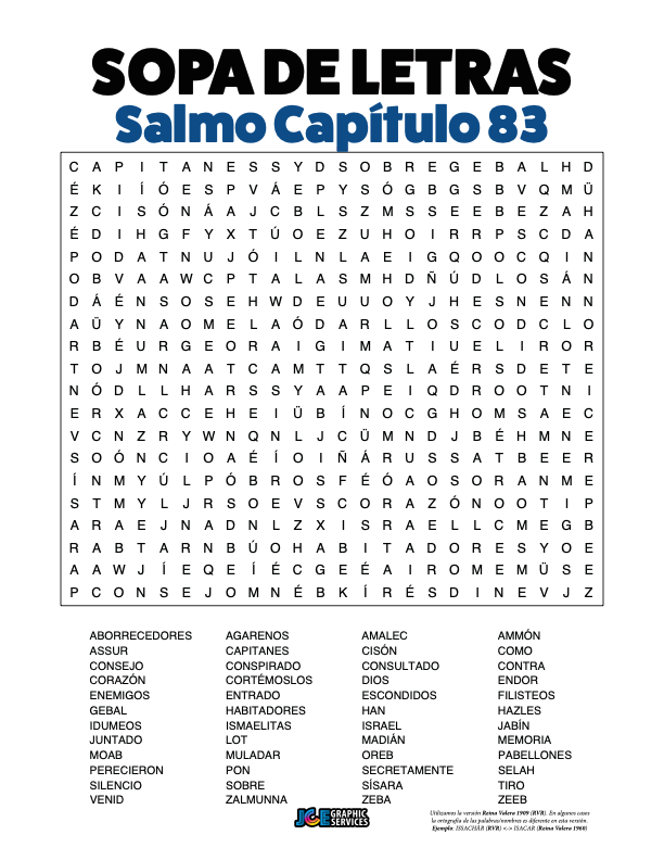 Sopa de Letras - Salmos Cápitulo 83