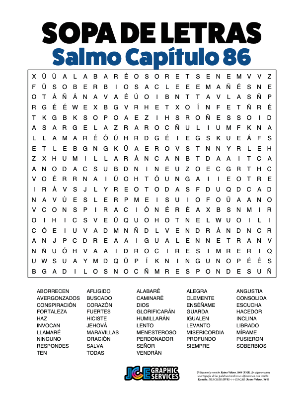 Sopa de Letras - Salmos Cápitulo 86