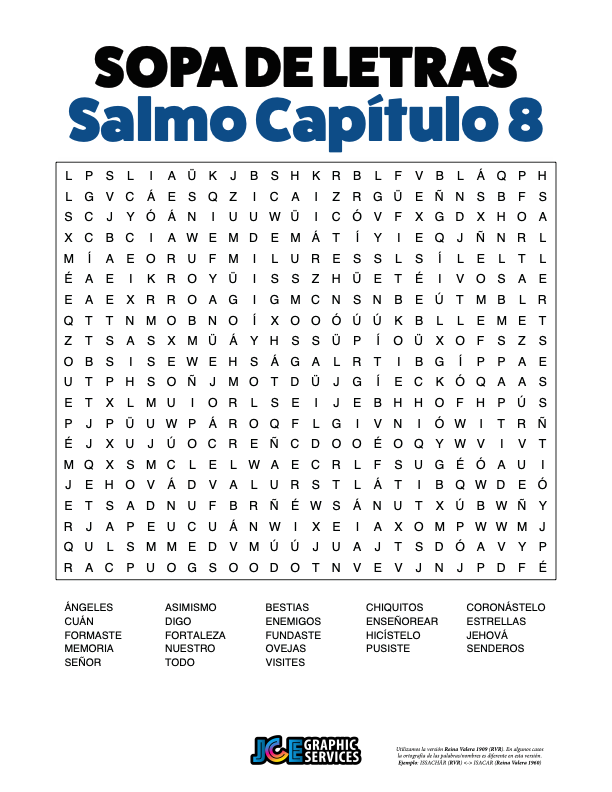Sopa de Letras - Salmos Cápitulo 8