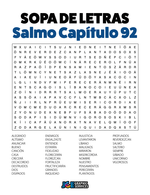 Sopa de Letras - Salmos Cápitulo 92