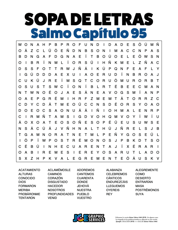 Sopa de Letras - Salmos Cápitulo 95