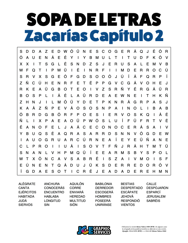 Sopa de Letras - Zacarías Cápitulo 2