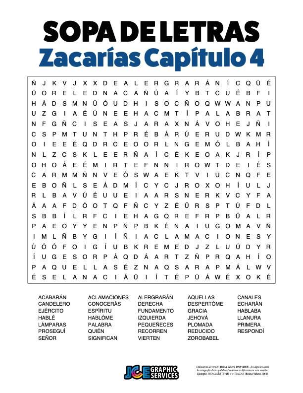 Sopa de Letras - Zacarías Cápitulo 4