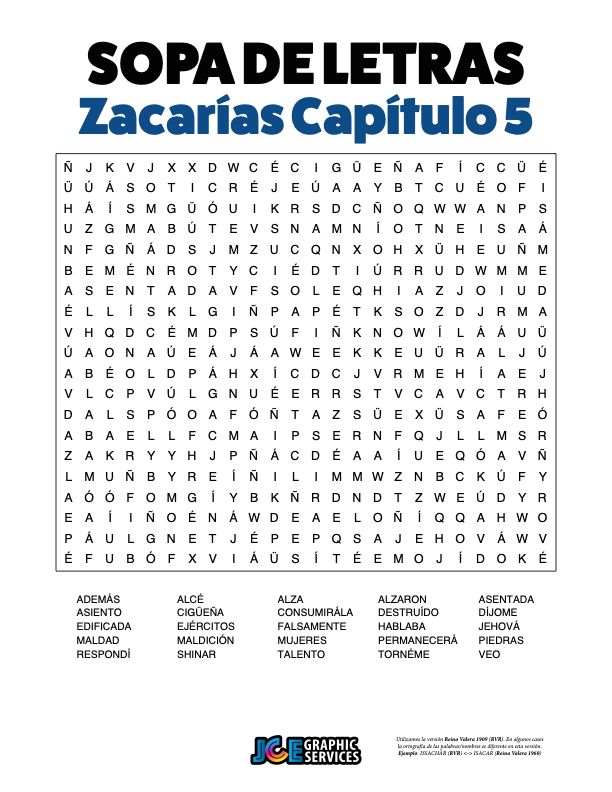Sopa de Letras - Zacarías Cápitulo 5