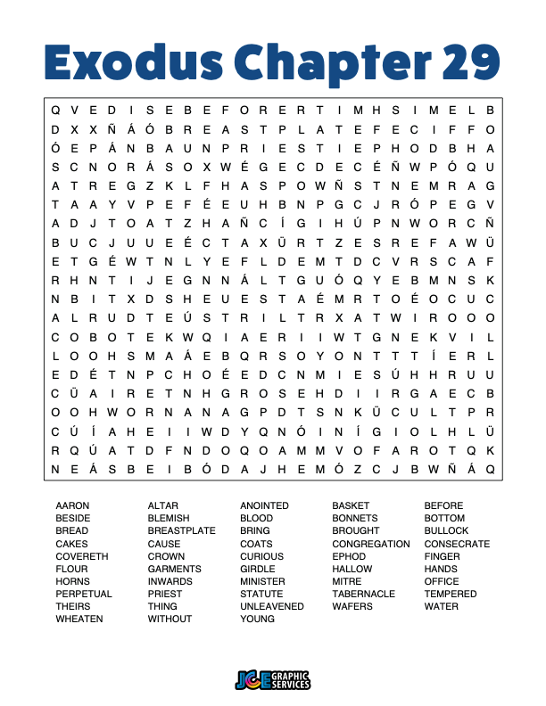 Word Search Puzzle - Exodus Chapter 29
