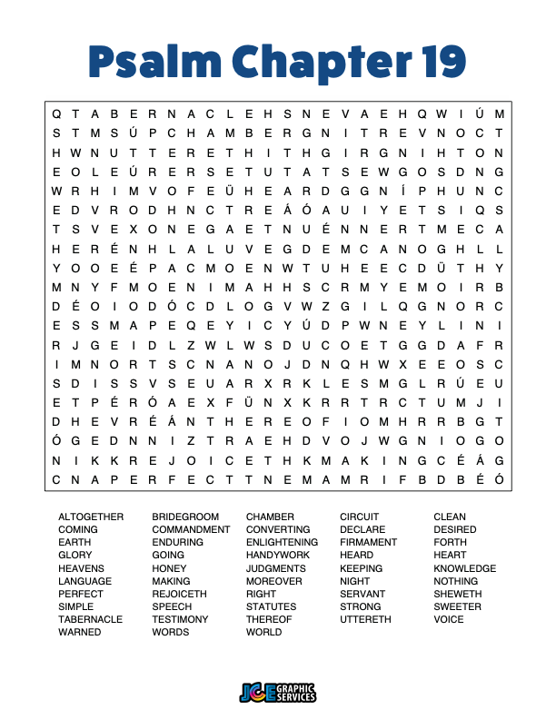 Word Search Puzzle - Psalm Chapter 19