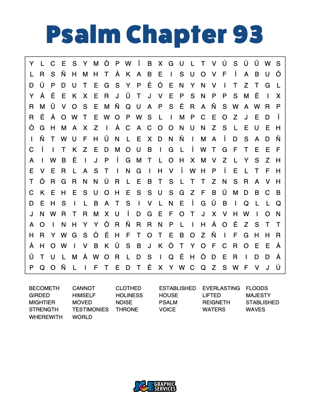 Word Search Puzzle - Psalm Chapter 93