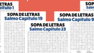 Sopas de letras: letra regular, rompecabezas acompañados de soluciones.