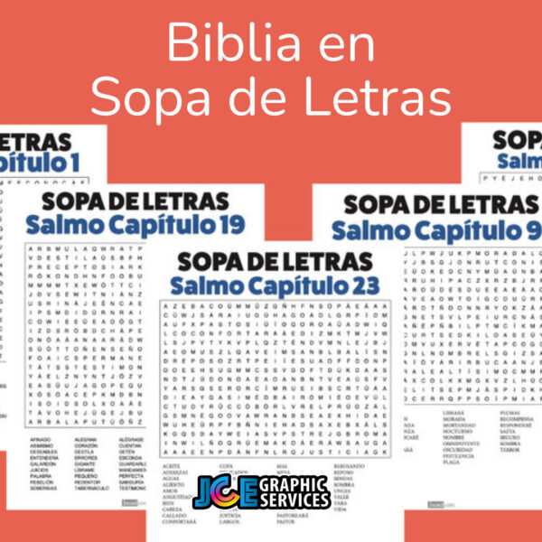 Sopas de letras: letra regular, rompecabezas acompañados de soluciones.