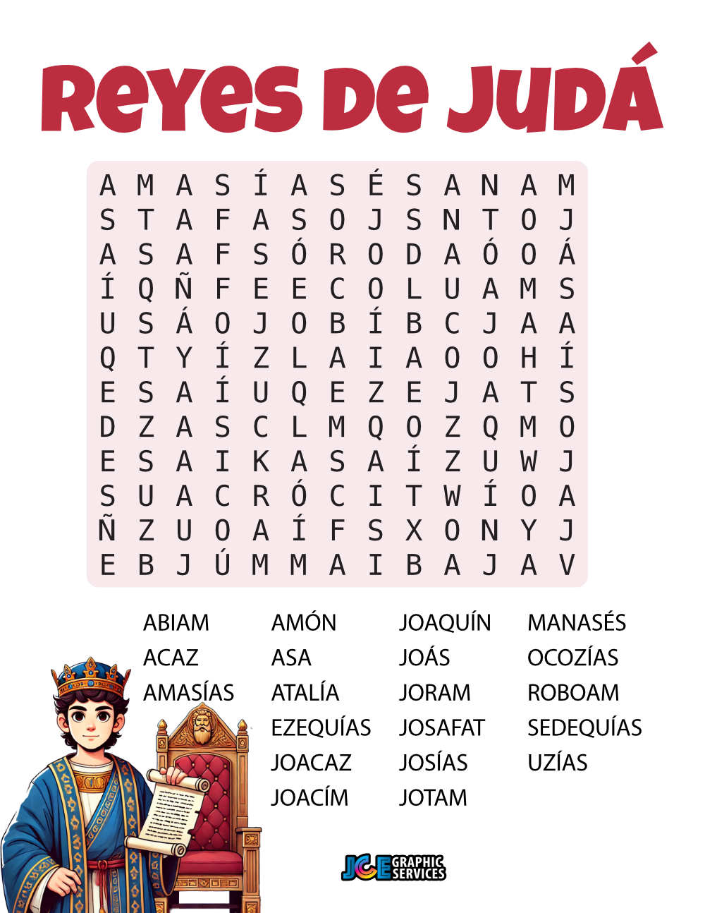 Sopa de Letras: Reyes de Judá | ¡Descarga Gratis!