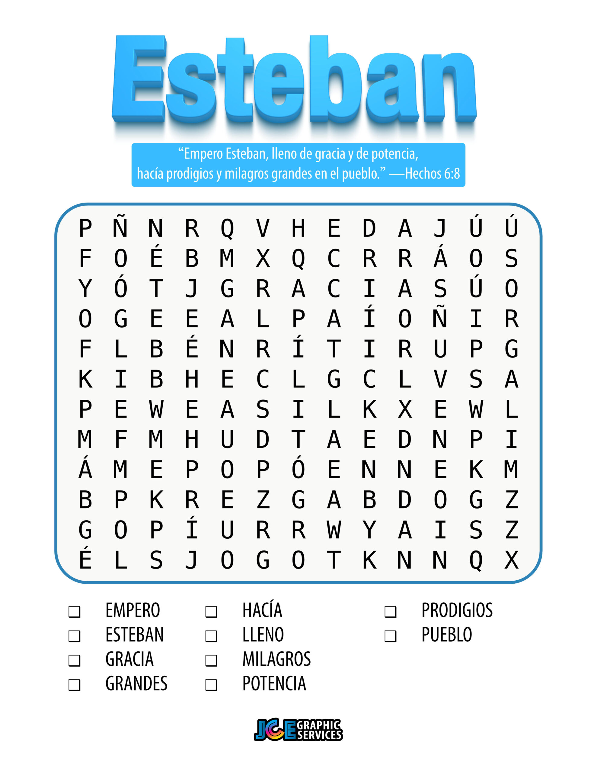 Esteban sopa de letras