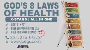 God's 8 Laws of Health – All-in-One X-Stand Banner (English or Spanish)