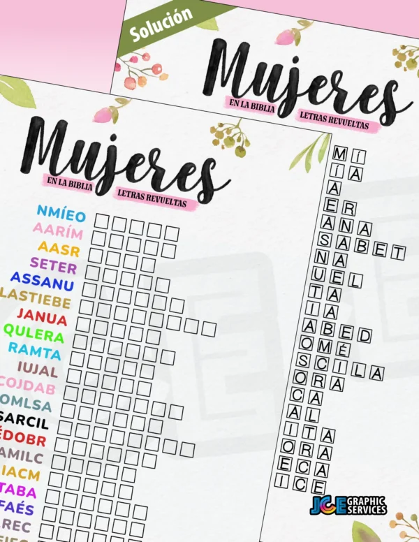 Juego Bíblico: Letras Revueltas – Mujeres de la Biblia