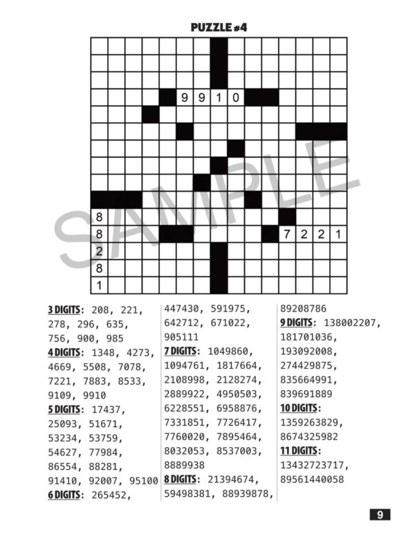 Number Fill-In Puzzle Book – Regular Print | 128 Puzzles & Over 7,000 Numbers!