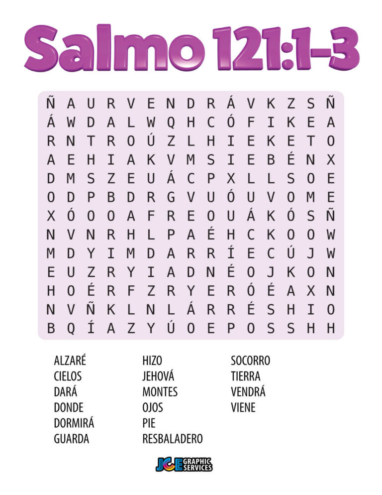 Salmo 121:1-3 sopa de letras