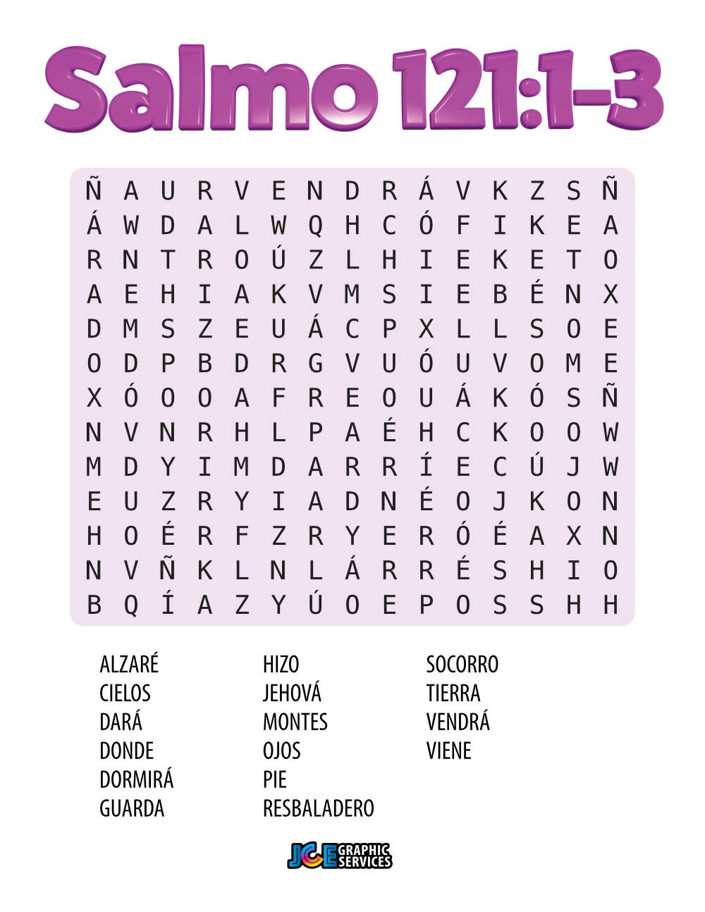 Salmo 121:1-3 sopa de letras