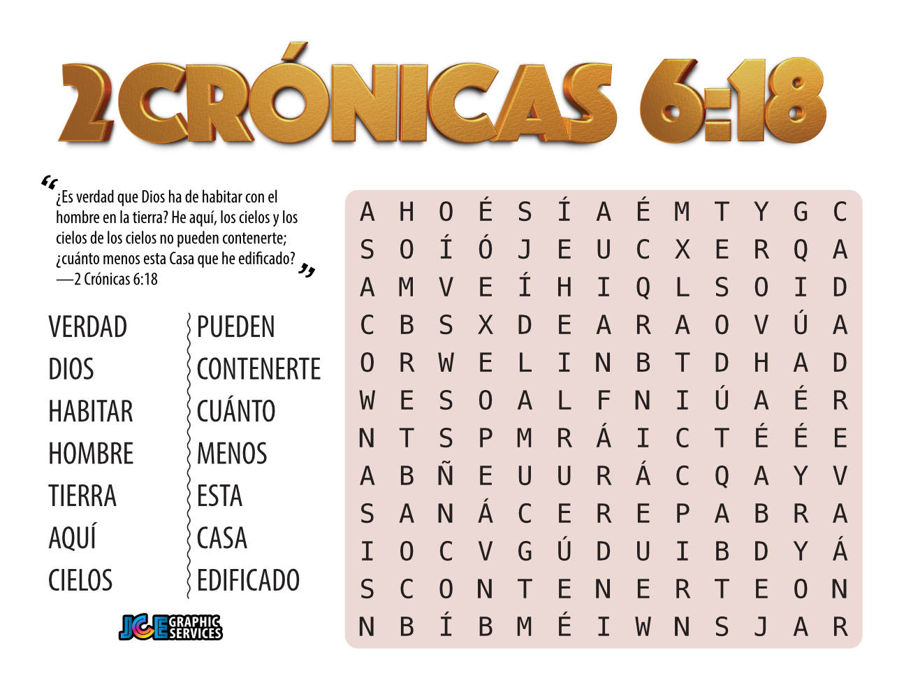 2 Crónicas 6:18 sopa de letras
