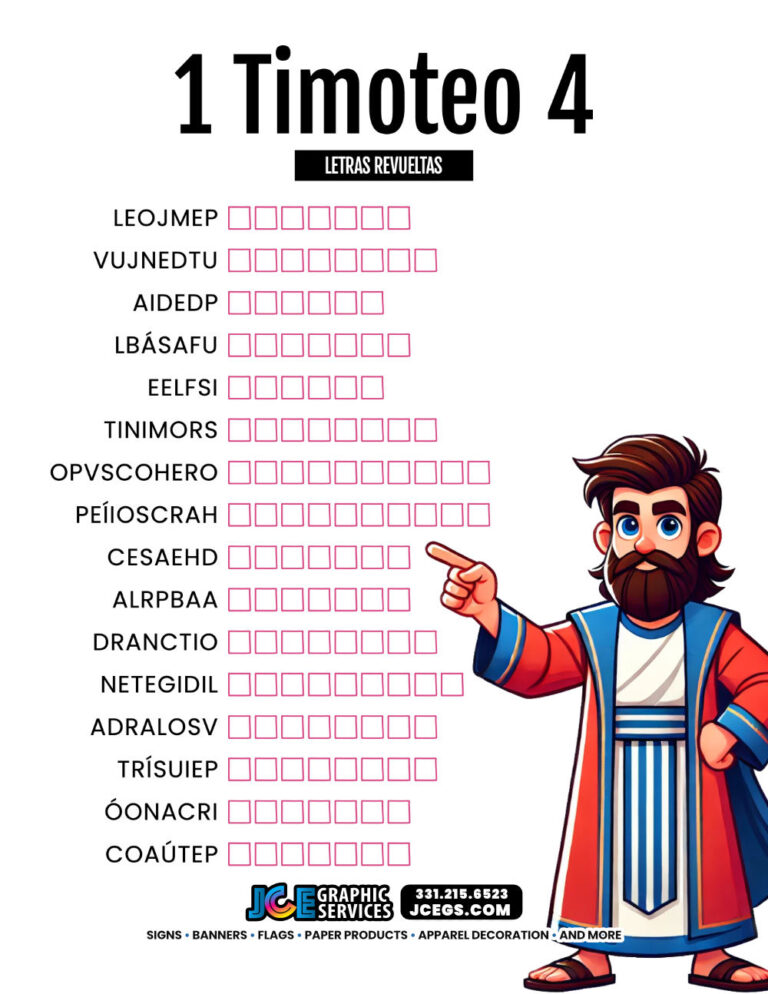 Juego Bíblico: 1 Timoteo 4 - Letras Revueltas [PDF]