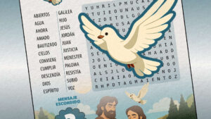 El bautismo de Jesús: Sopa de letras con mensaje oculto [PDF]