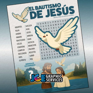 El bautismo de Jesús: Sopa de letras con mensaje oculto [PDF]